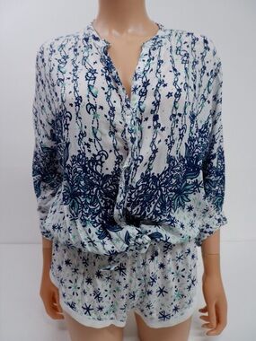 Poupette St. Barths white and navy romper